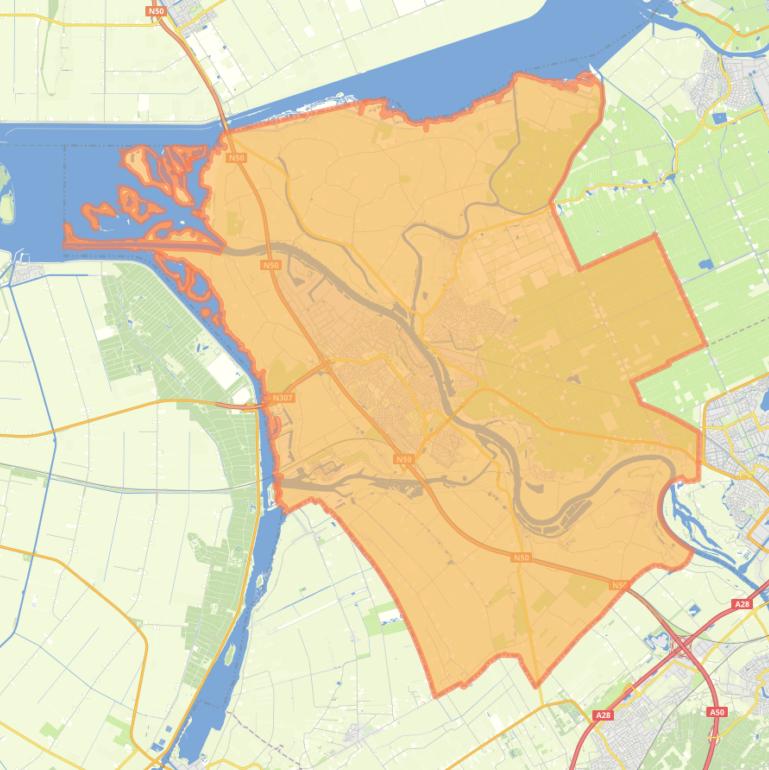 Kaart van de gemeente Kampen.