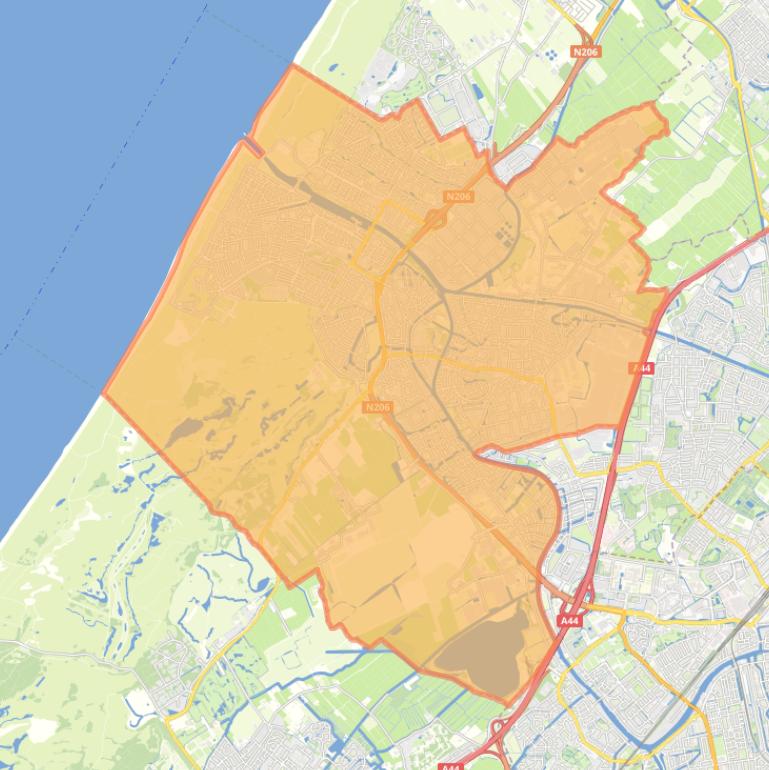 Kaart van de gemeente Katwijk.