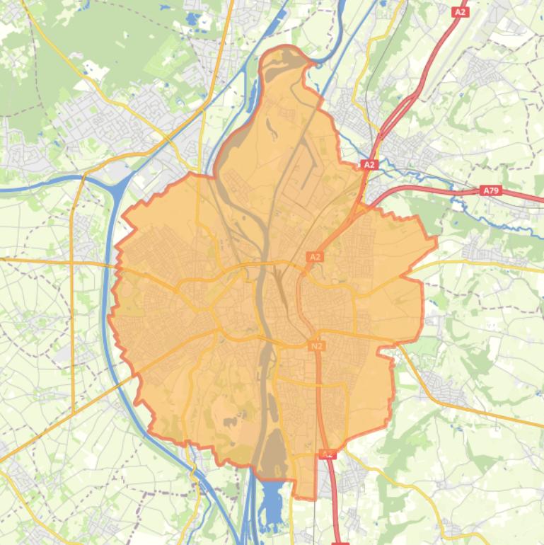 Kaart van de gemeente Maastricht.