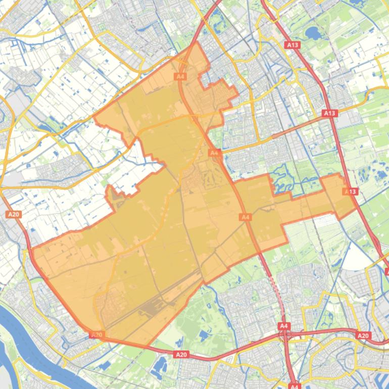 Kaart van de gemeente Midden-Delfland.