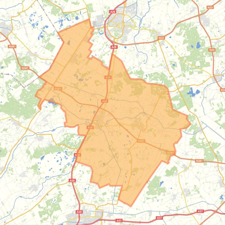 Kaart van de gemeente Midden-Drenthe.