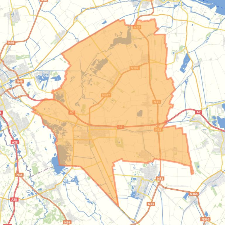 Kaart van de gemeente Midden-Groningen.