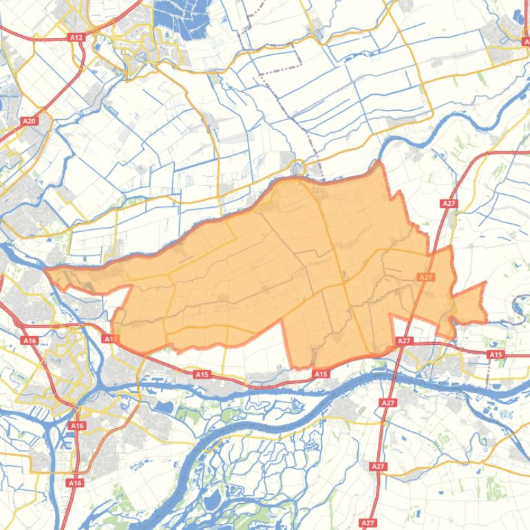 Kaart van postcodegebied 4225PW.