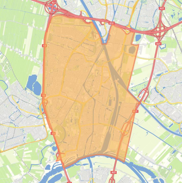 Kaart van de gemeente Nieuwegein.