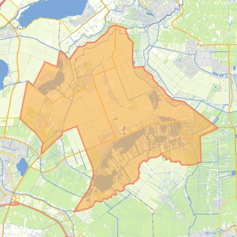 Kaart van de gemeente Nieuwkoop.