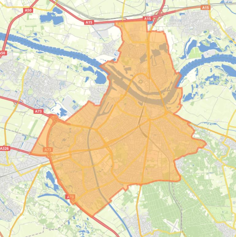 Kaart van de gemeente Nijmegen.