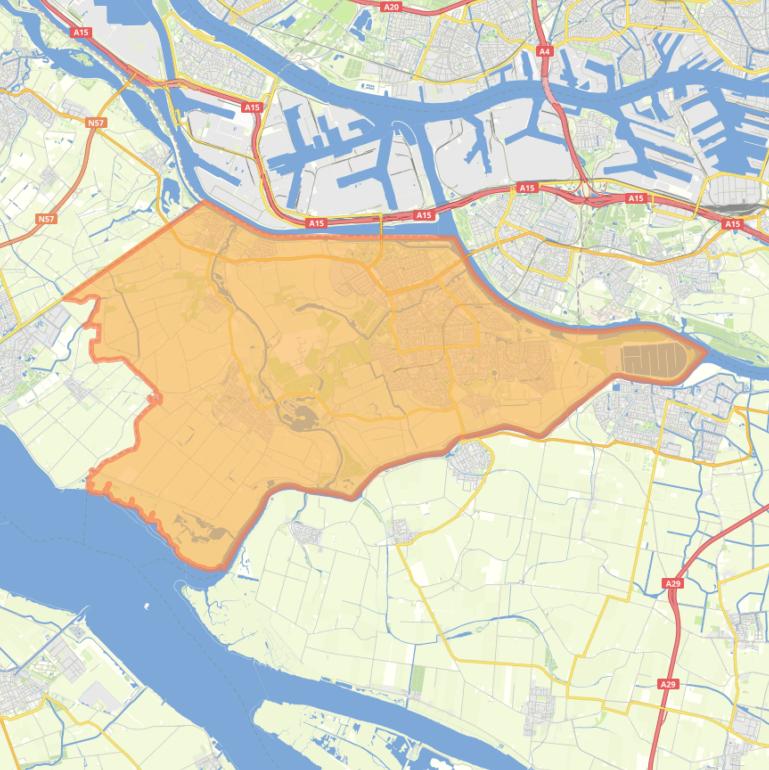 Kaart van de gemeente Nissewaard.