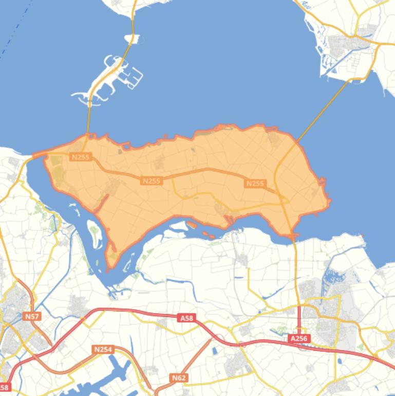 Kaart van de gemeente Noord-Beveland.