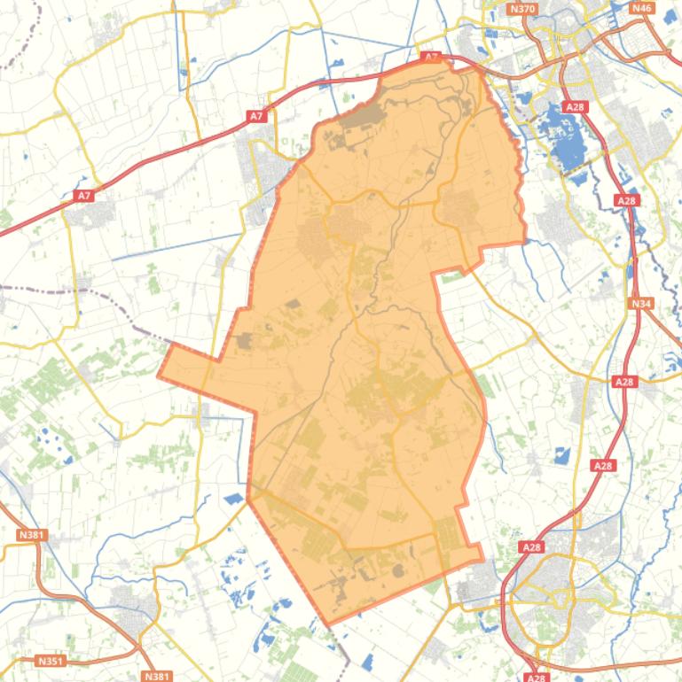 Kaart van de gemeente Noordenveld.