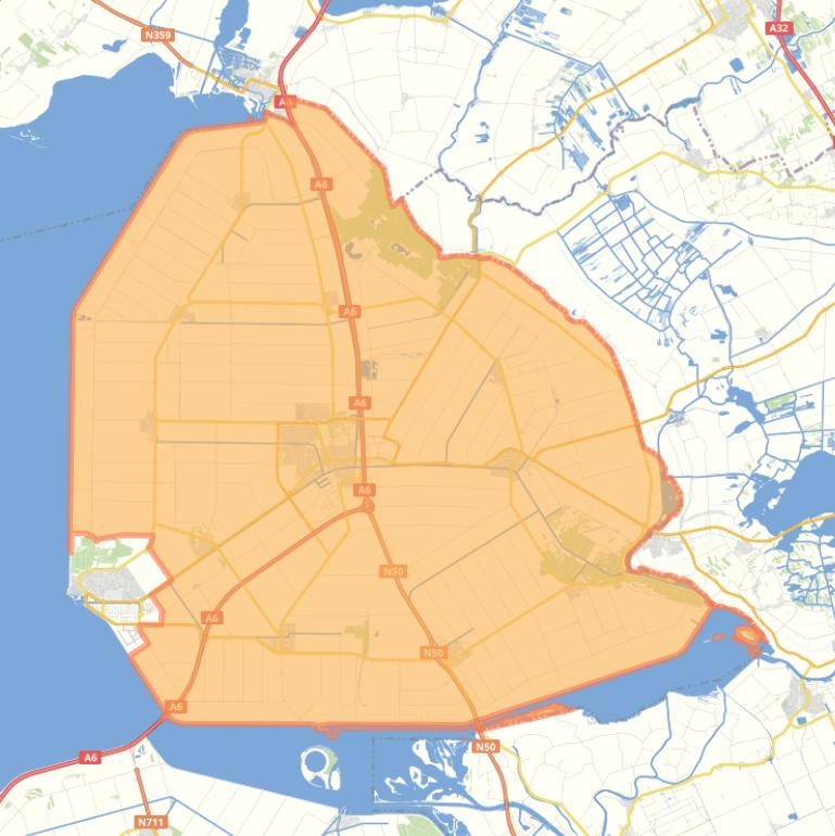 Kaart van de gemeente Noordoostpolder.