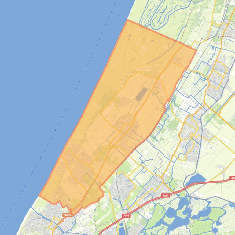 Kaart van de gemeente Noordwijk.