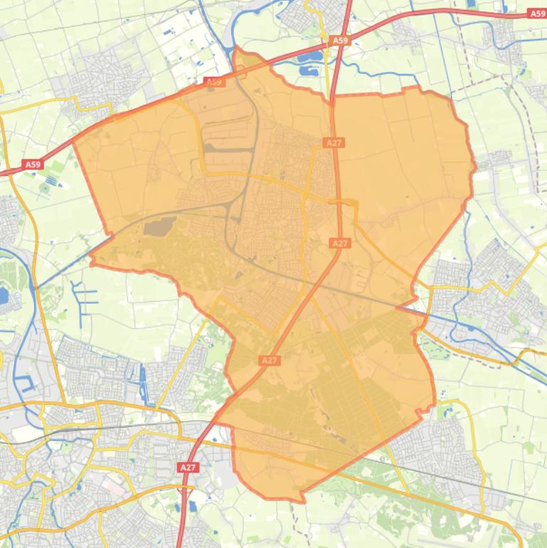 Kaart van de gemeente Oosterhout.