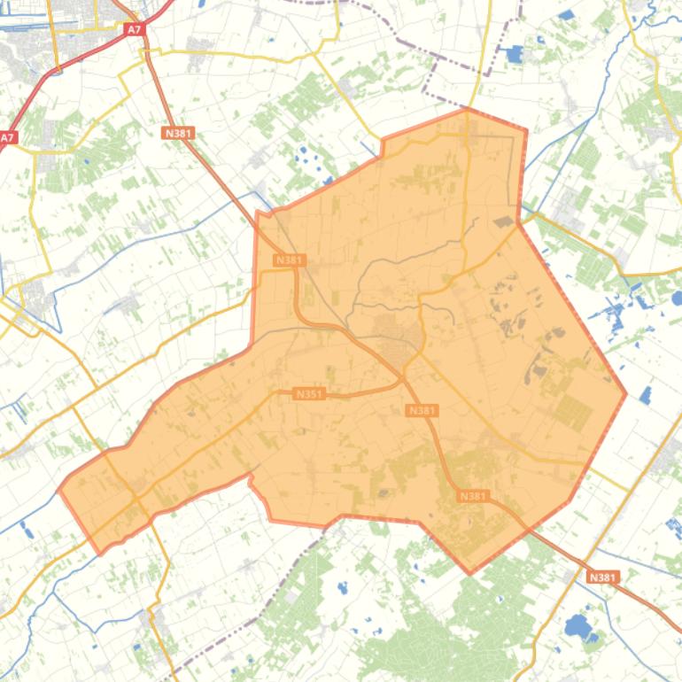 Kaart van de gemeente Ooststellingwerf.