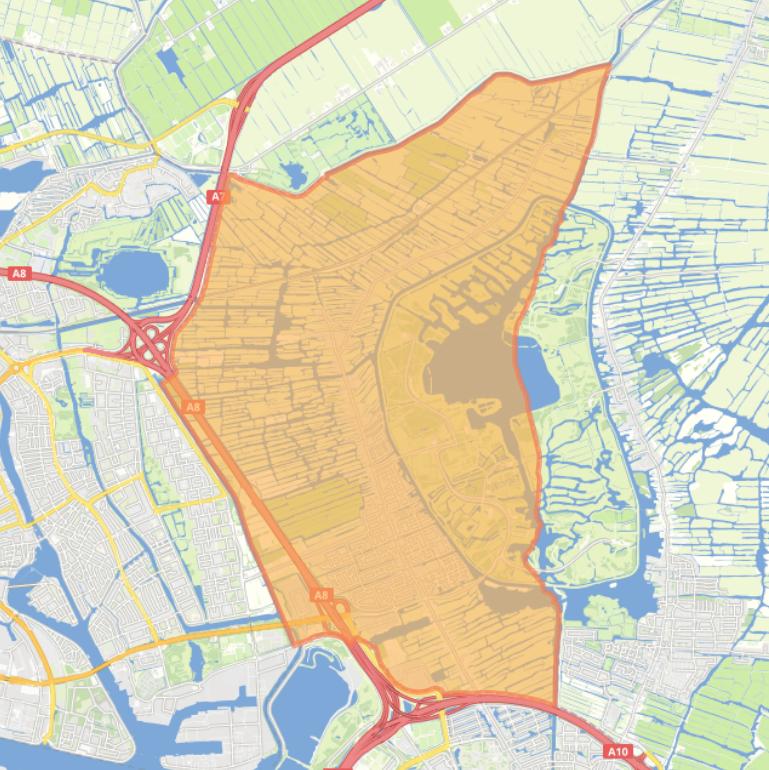 Kaart van de gemeente Oostzaan.