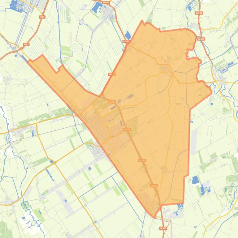 Kaart van de gemeente Stadskanaal.