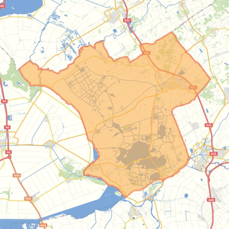 Kaart van de gemeente Steenwijkerland.