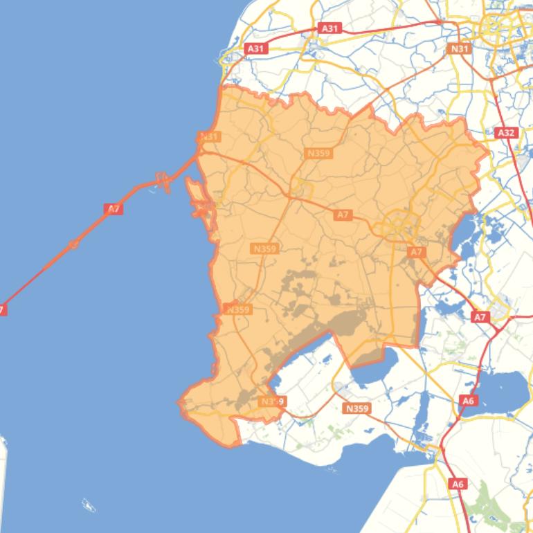 Kaart van de gemeente Súdwest-Fryslân.