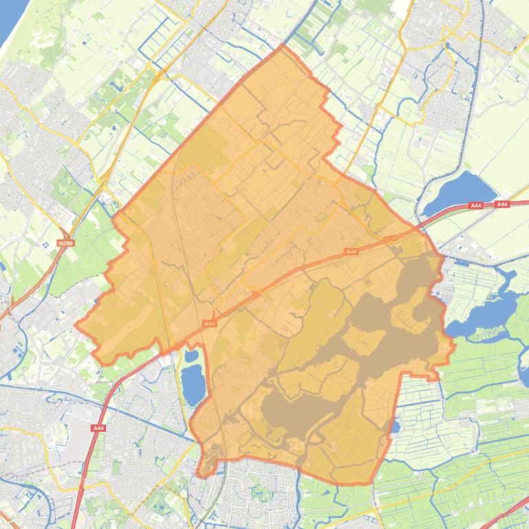 Kaart van postcodegebied 2361GW.