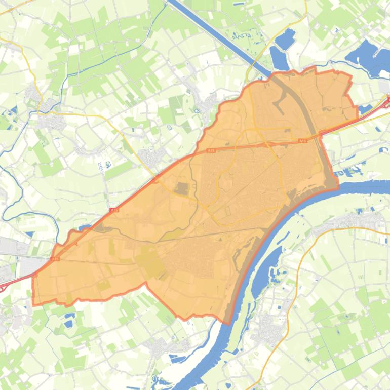 Kaart van de gemeente Tiel.