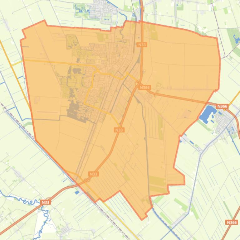 Kaart van de gemeente Veendam.