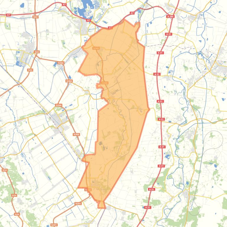 Kaart van de gemeente Westerwolde.