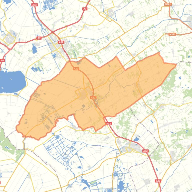 Kaart van de gemeente Weststellingwerf.