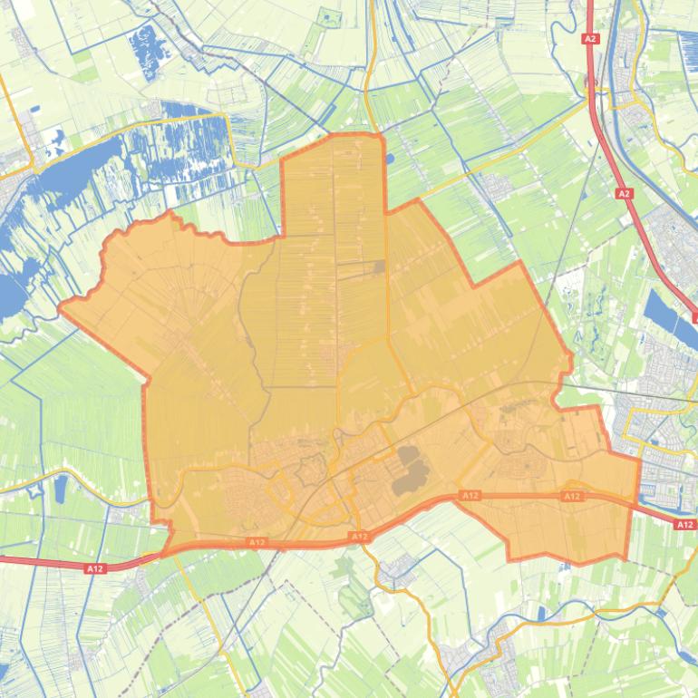 Kaart van de gemeente Woerden.