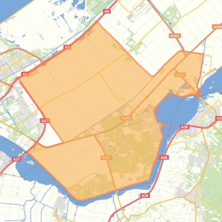 Kaart van de gemeente Zeewolde.