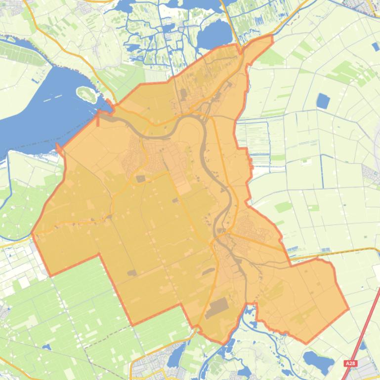 Kaart van de gemeente Zwartewaterland.