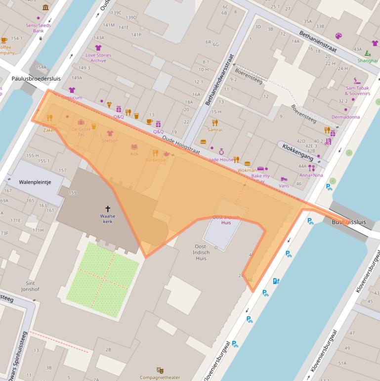 Kaart van postcodegebied 1012CE.