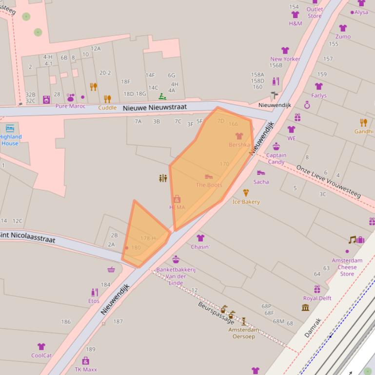 Kaart van postcodegebied 1012MT.
