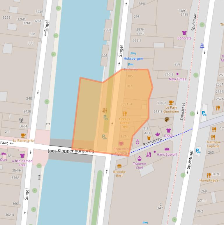 Kaart van postcodegebied 1012WJ.