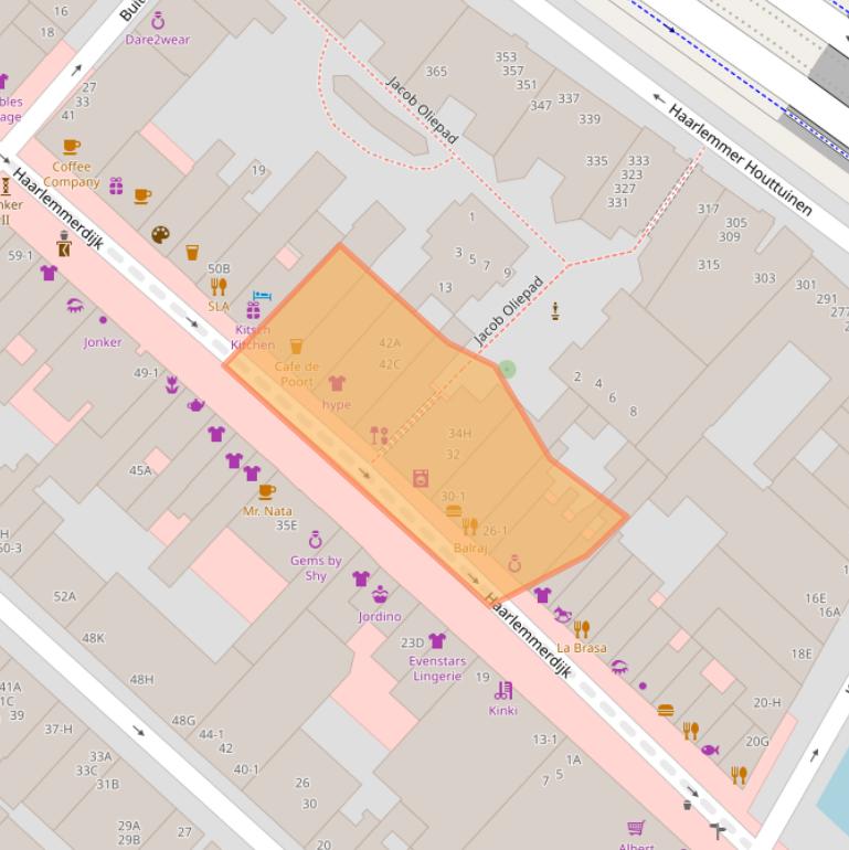 Kaart van postcodegebied 1013JD.