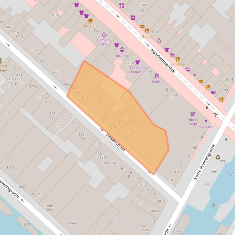 Kaart van postcodegebied 1013JS.