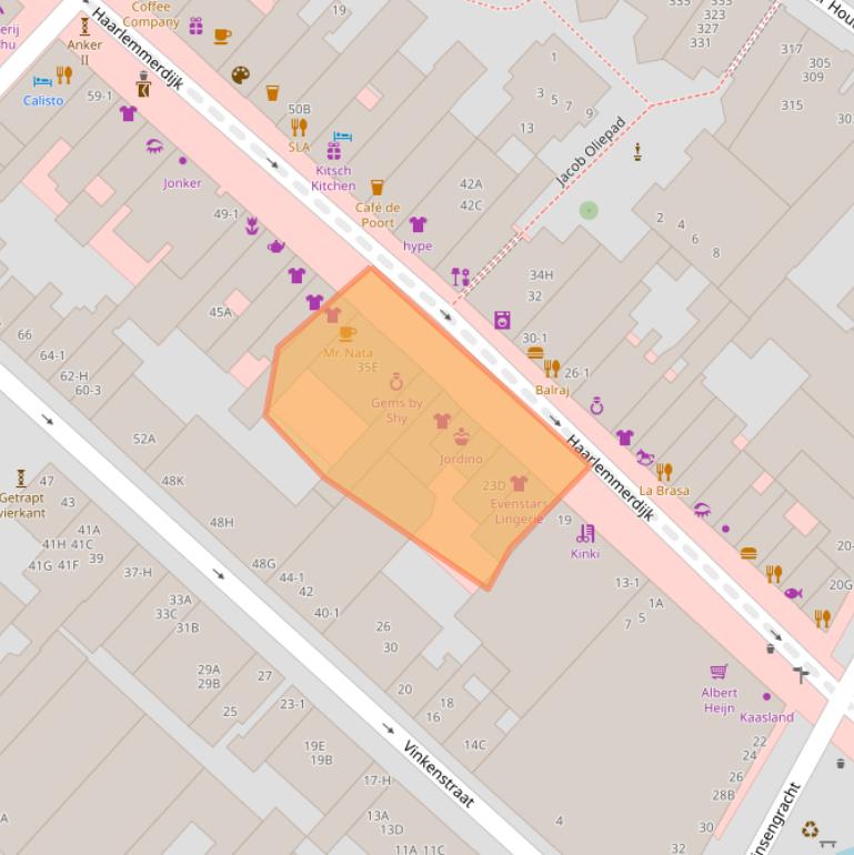 Kaart van postcodegebied 1013KA.