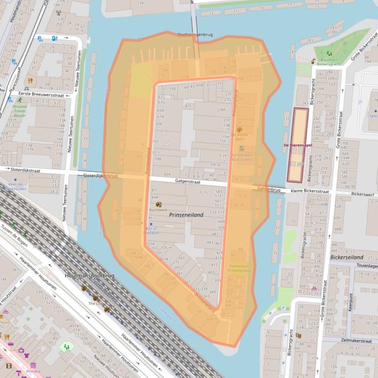 Kaart van postcodegebied 1013LR.