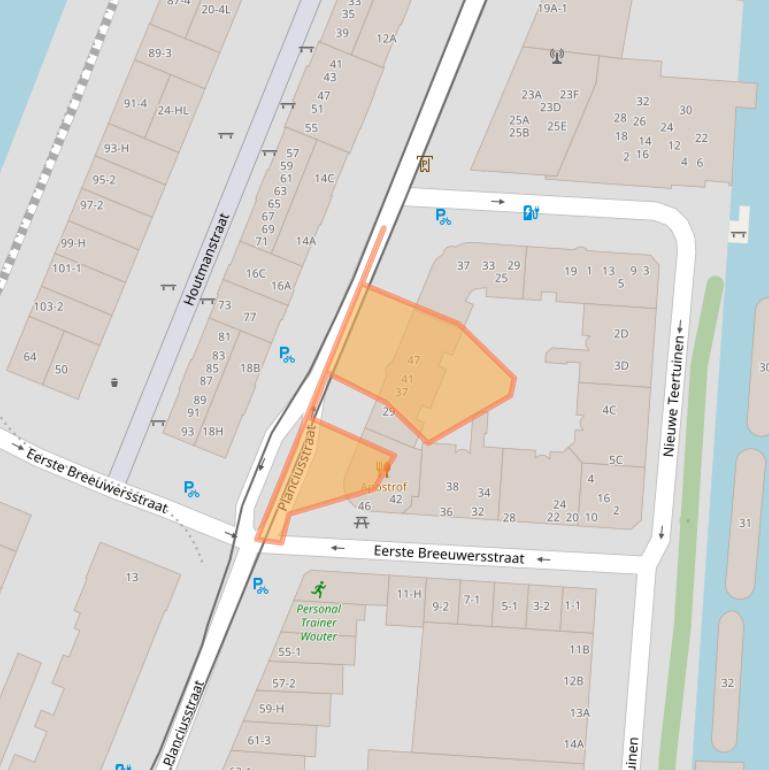 Kaart van postcodegebied 1013ME.