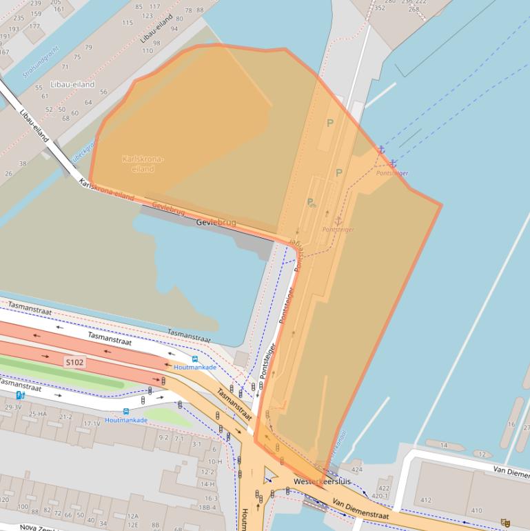 Kaart van postcodegebied 1014ZM.