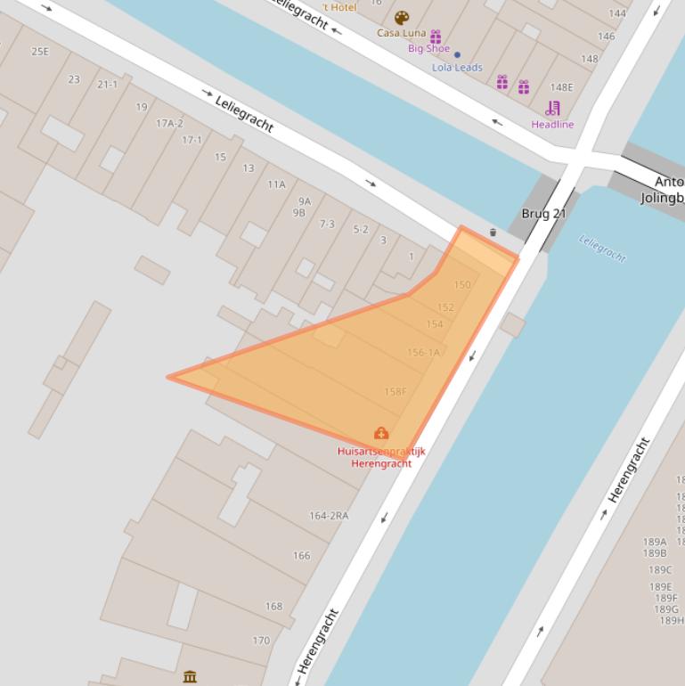 Kaart van postcodegebied 1016BN.