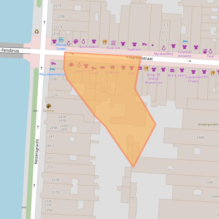 Kaart van postcodegebied 1016CA.