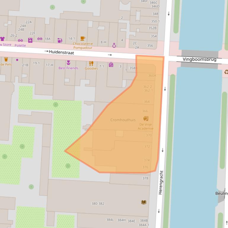 Kaart van postcodegebied 1016CH.