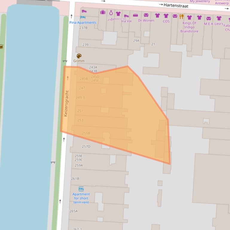 Kaart van postcodegebied 1016EB.