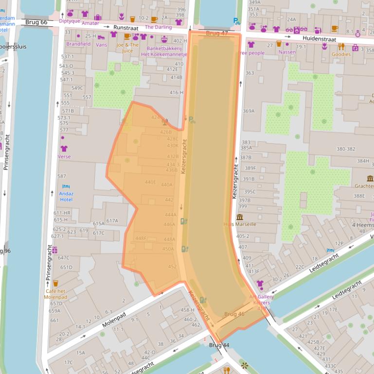 Kaart van postcodegebied 1016GD.