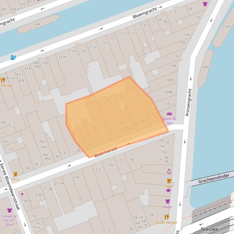 Kaart van postcodegebied 1016LB.
