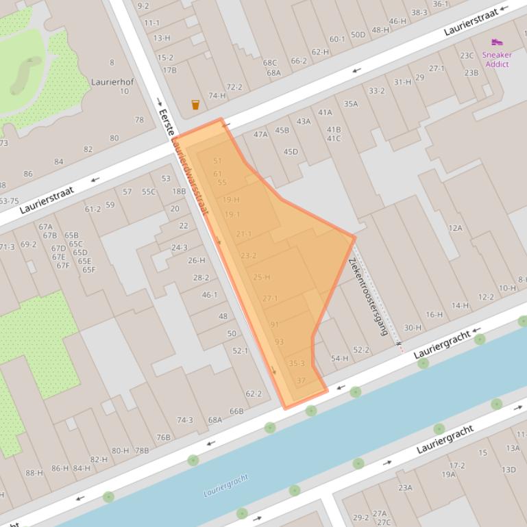 Kaart van postcodegebied 1016PW.