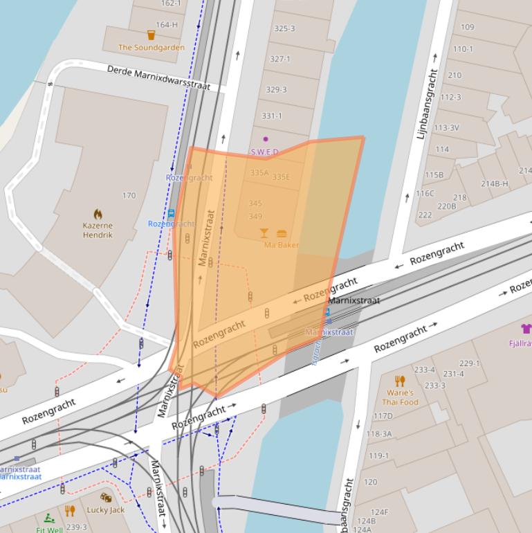 Kaart van postcodegebied 1016TD.