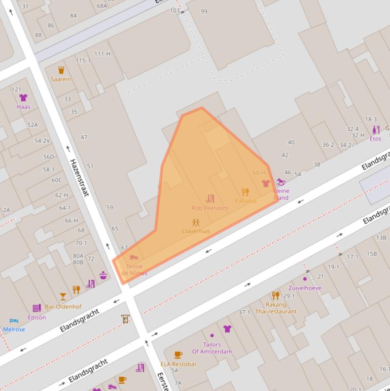 Kaart van postcodegebied 1016TX.