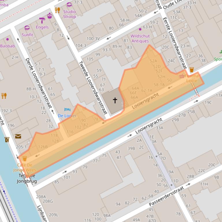 Kaart van postcodegebied 1016VT.