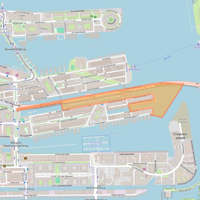 Kaart van postcodegebied 1019WZ.