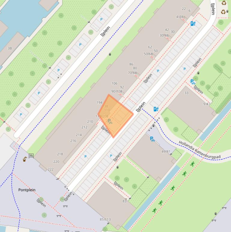 Kaart van postcodegebied 1021LN.